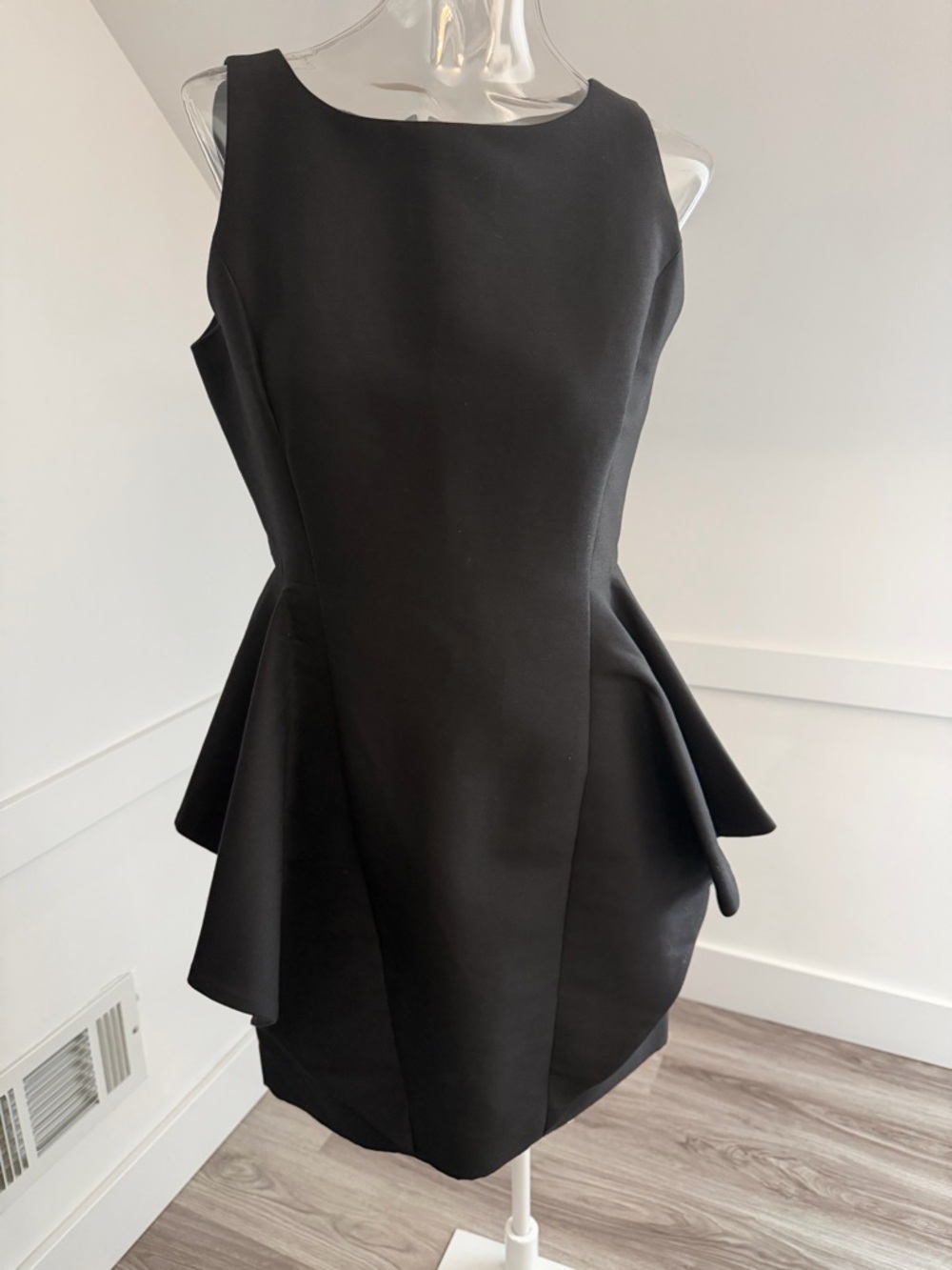 Halston Heritage Black Structured Peplum Mini Dress